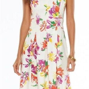 CHAPS Floral Sleeveless V Neck Fit and Flare Dress